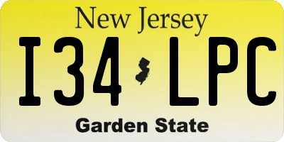 NJ license plate I34LPC