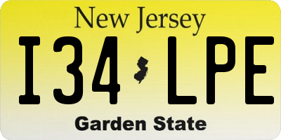 NJ license plate I34LPE