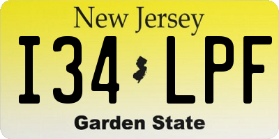 NJ license plate I34LPF