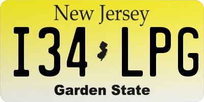 NJ license plate I34LPG