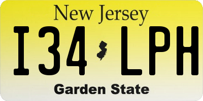 NJ license plate I34LPH