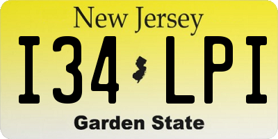 NJ license plate I34LPI