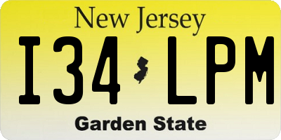 NJ license plate I34LPM