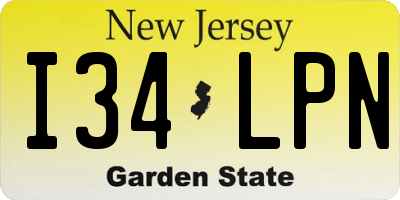 NJ license plate I34LPN