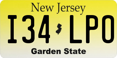 NJ license plate I34LPO