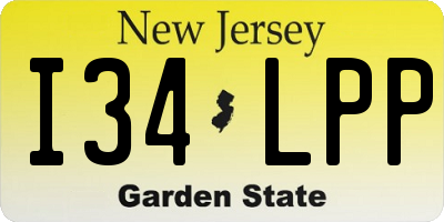 NJ license plate I34LPP