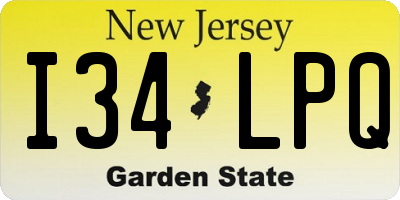 NJ license plate I34LPQ