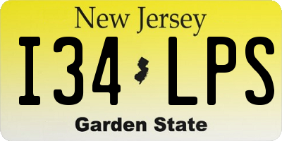 NJ license plate I34LPS
