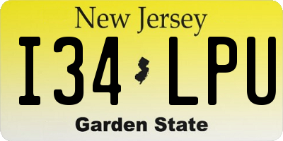 NJ license plate I34LPU