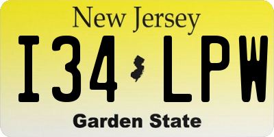 NJ license plate I34LPW