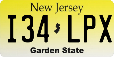 NJ license plate I34LPX