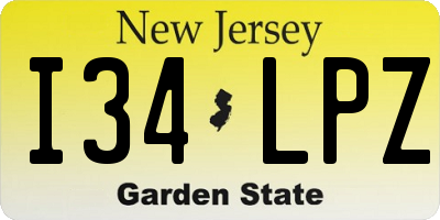 NJ license plate I34LPZ