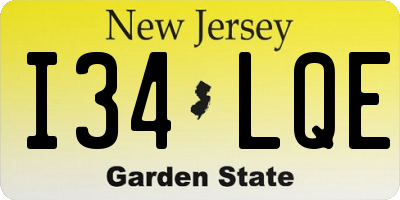 NJ license plate I34LQE