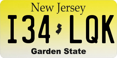 NJ license plate I34LQK