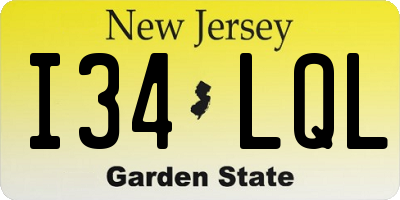 NJ license plate I34LQL