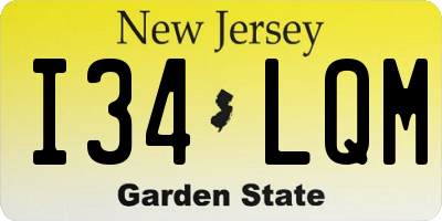NJ license plate I34LQM