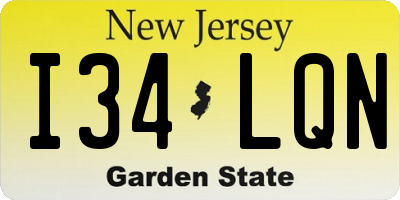NJ license plate I34LQN