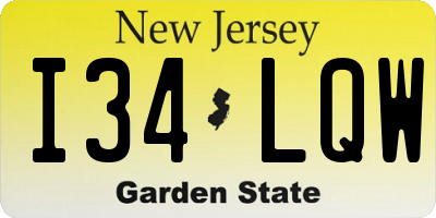 NJ license plate I34LQW
