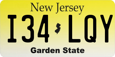 NJ license plate I34LQY