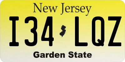 NJ license plate I34LQZ