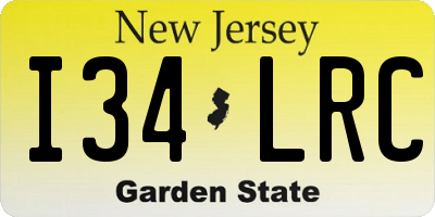 NJ license plate I34LRC