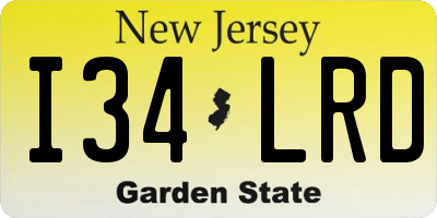 NJ license plate I34LRD