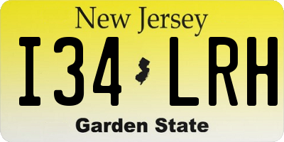 NJ license plate I34LRH