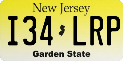 NJ license plate I34LRP