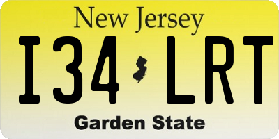 NJ license plate I34LRT