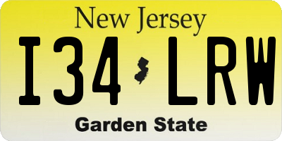 NJ license plate I34LRW