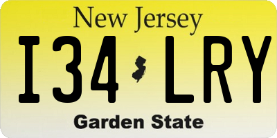 NJ license plate I34LRY