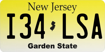 NJ license plate I34LSA