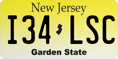 NJ license plate I34LSC