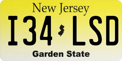 NJ license plate I34LSD