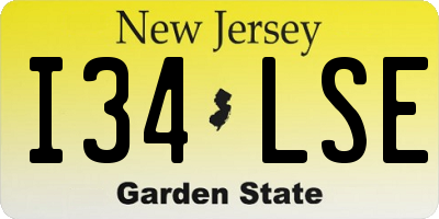 NJ license plate I34LSE
