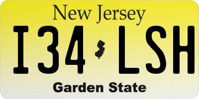 NJ license plate I34LSH
