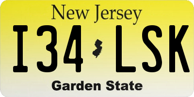 NJ license plate I34LSK