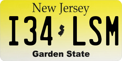 NJ license plate I34LSM