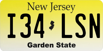NJ license plate I34LSN