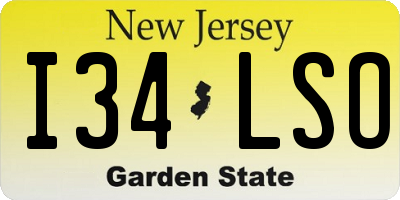 NJ license plate I34LSO