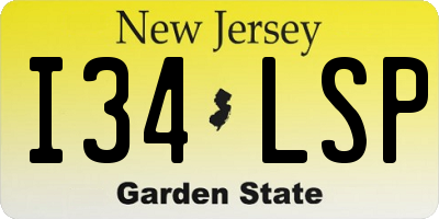 NJ license plate I34LSP