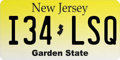 NJ license plate I34LSQ