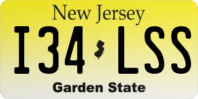 NJ license plate I34LSS