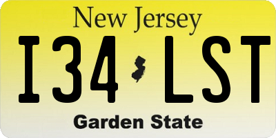 NJ license plate I34LST