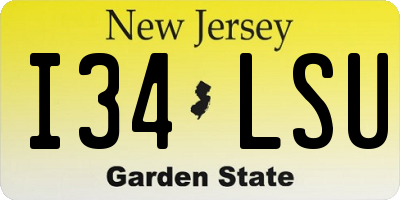 NJ license plate I34LSU