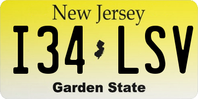 NJ license plate I34LSV