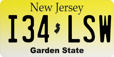 NJ license plate I34LSW