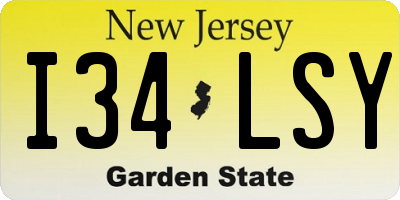 NJ license plate I34LSY