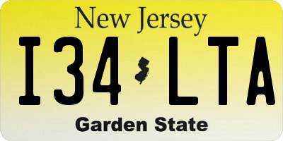NJ license plate I34LTA