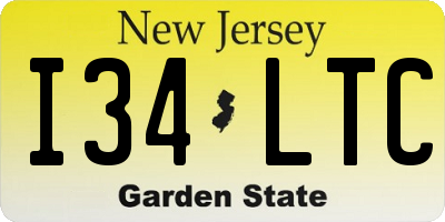 NJ license plate I34LTC
